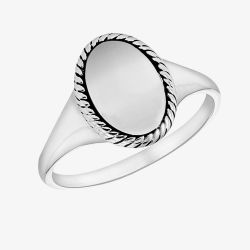 Silver Oval Twist Edge Signet Ring 8.81.0489
