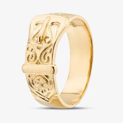 Silver Gold Plated Patterned Buckle Ring S2009Y