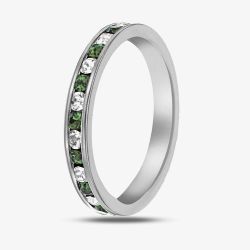 Sterling Silver Green and White Crystal Eternity Ring 8.80.0621