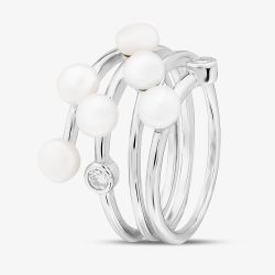 Sterling Silver Freshwater Pearl Multi Row Ring ROW70018FW