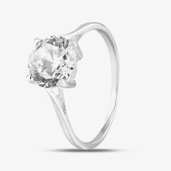 Sterling Silver & Clear Crystal Four Claw Solitaire Ring DPR5106SIL