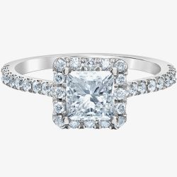 Platinum Lab Grown 1.36ct Princess-Cut Diamond Halo Ring 31162/135