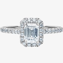 Platinum Lab Grown 1.45ct Emerald-Cut Diamond Halo Ring 3116/135