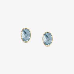 Nomination Gold Plated Sky Blue Cubic Zirconia Oval Stud Earrings 027841/006