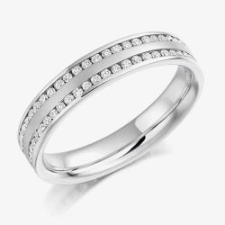 Platinum 0.55ct Double Row Diamond Court Ring FET992 J