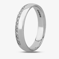 9ct White Gold 0.13ct Brilliant Cut Diamond Edged 4mm Wedding Ring 7607W/9W/DQ10