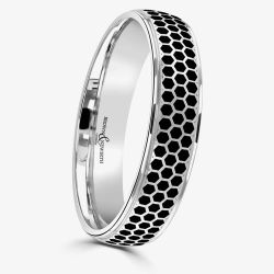 Brown & Newirth Geo Platinum Black Ceramic Honeycomb 5mm Ring C6ZNP52 5.0 PLT 