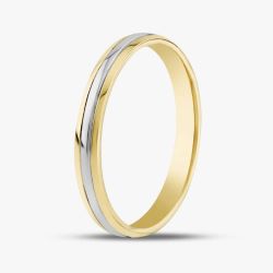 Brown & Newirth 9ct Two Colour Gold Wedding Ring 6005/3 9YW GTS