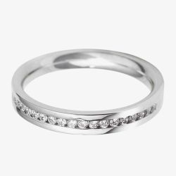 Platinum 3.0mm Channel Set Diamond Flat Court Wedding Ring WGH2/3R125 Plat HSI-N