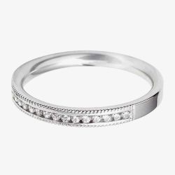Platinum 3mm Vintage Diamond Flat Court Wedding Ring WVGH7/3R125PlaT HSI