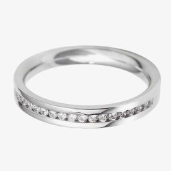 18ct White Gold 2.0mm Channel Set Diamond Flat Court Wedding Ring WGH2/2R125 18W HSI