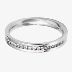9ct White Gold 3.0mm Channel Set Diamond Flat Court Wedding Ring WGH2/3R125 9W HSI