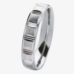 Mens 9ct White Gold 5mm Diamond Set Etched Court Wedding Ring WG28/5R100 9W HSI