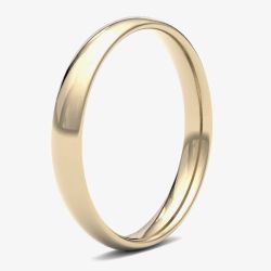 18ct Yellow Gold 3.0mm Light Court Wedding Ring 3LLC-18Y