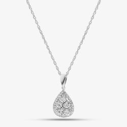 Sterling Silver Certified Lab Grown 0.25ct Diamond Pear Shape Cluster Pendant Necklace LGP40247-25
