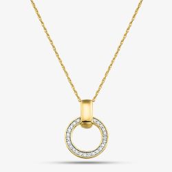 Gold Plated Certified 0.15ct Lab Grown Diamond Circle Pendant Necklace LGP47087