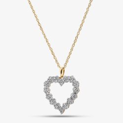 Yellow Gold Plated Sterling Silver 1.00ct Lab Grown Diamond Open Heart Pendant LGP45865-100SF