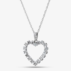 Sterling Silver 1.00ct Certificated Lab Grown Diamond Open Heart Pendant LGP48438-100SF