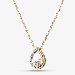 Yellow Gold Tone Plated Sterling Silver 0.50ct Certificated Lab Grown Diamond Twist Teardrop Pendant LGP48426-50SF