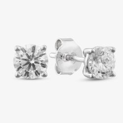 18ct White Gold Lab Grown 1.00ct Brilliant Cut Diamond Stud Earrings 118NT-W002