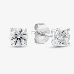 18t White Gold Certified Lab Grown 1.00ct Brilliant Cut Diamond Stud Earrings 118NT-W004