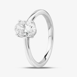 14ct White Gold Certificated Lab Grown 1.00ct Oval-Cut Diamond Solitaire Ring TH058402R