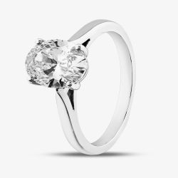 Platinum Lab Grown 2.00ct Oval Cut Diamond Solitaire Ring 196MY-P008