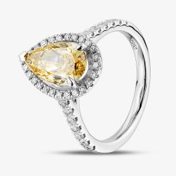 Platinum Certified 2.63ct Yellow Pear Cut Lab Grown Diamond Cluster Ring HLM518-HAPS12