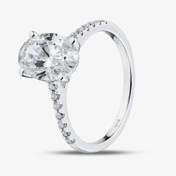 Platinum 2.20ct Oval Cut Lab Grown Diamond Shoulder Set Solitaire Ring LGR35520-220SF