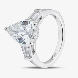 Platinum 3.74ct Certificated Pear Cut Lab Grown Diamond Shoulder Set Solitaire Ring MISC 6