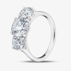 Platinum 3.51ct Certificated Round Brilliant Cut Lab Grown Diamond Three Stone Ring U3617