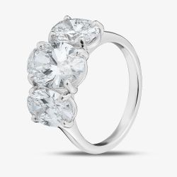 Platinum Certificated 5.03ct Lab Grown Oval Cut Diamond Three Stone Ring U3806