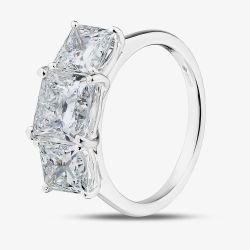 Platinum Certificated 4.07ct Lab Grown Princess Cut Diamond Three Stone Ring U3811