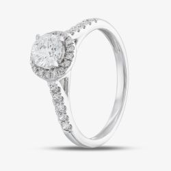 9ct White Gold Certified Lab Grown 0.75ct Brilliant Cut Diamond Shoulder Set Solitaire Ring LGR40944-75 (WG)