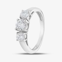 9ct White Gold Certified Lab Grown 1.00ct Brilliant Cut Diamond Three Stone Ring LGR5026-100 (WG)