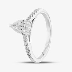 9ct White Gold Certified Lab Grown 1.20ct Pear & Brilliant Cut Diamond Shoulder Set Solitaire Ring LGR35522-120 (WG)