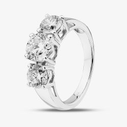 9ct White Gold 2.00ct Certified Lab Grown Brilliant Cut Diamond Three Stone Ring LGR5026-200