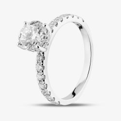 9ct White Gold Certified Lab Grown 1.50ct Brilliant Cut Diamond Shoulder Set Solitaire Ring LGR43483-150