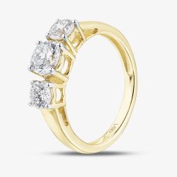 9ct Yellow Gold 1.00ct Brilliant Cut Lab Grown Diamond Three Stone Ring LGR5026-100