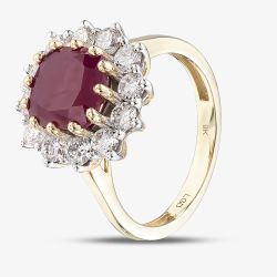 9ct Yellow Gold 3.95ct Ruby & 1.00ct Lab Grown Diamond Halo Ring LGR47396-RD