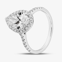 9ct White Gold Certified 2.40ct Pear Cut Lab Grown Diamond Halo Ring LGR43491-240SF