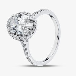 9ct White Gold 2.40ct Oval Lab Grown Diamond Halo Ring LGR43490-240SF (WG)