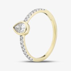 9ct Yellow Gold 0.50ct Lab Grown Pear Shaped Diamond Shoulders Ring LGR47278-50 (YG)(CERT)