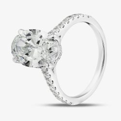 9ct White Gold 3.50ct Certificated Oval Cut Lab Grown Diamond Shoulder Set Solitaire Ring LGR46906-350SF (WG)(CERT)