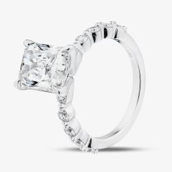 9ct White Gold 3.50ct Radiant Cut Lab Grown Diamond Shoulder Set Solitaire Ring LGR47397-350NEW (WG)(CERT)