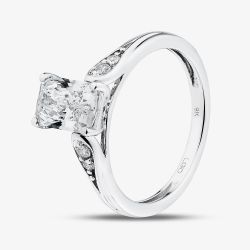 9ct White Gold 1.10ct Radiant Cut Lab Grown Diamond Shoulder Set Solitaire Ring LGR48856-110RN (WG)(CERT)