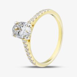 9ct Yellow Gold 1.20ct Oval Cut Diamond Shoulder Set Solitaire Ring LGR35520-120SF (YG)(CERT)