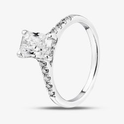 9ct White Gold 1.20ct Certificated Radiant Cut Lab Grown Diamond Shoulder Set Solitaire Ring LGR50744-120