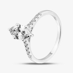 9ct White Gold 1.20ct Certificated Marquise Cut Lab Grown Diamond Shoulder Set Solitaire Ring LGR50732-120