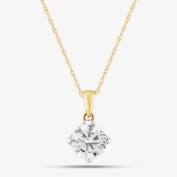 9ct Yellow Gold Lab Grown 1.00ct Brilliant Cut Diamond Pendant Necklace LGP3119-100AN (YG)